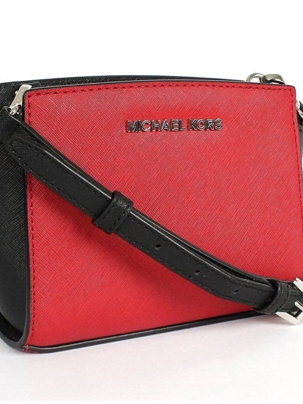 Michael Kors Red and Black Leather Crossbody Bag